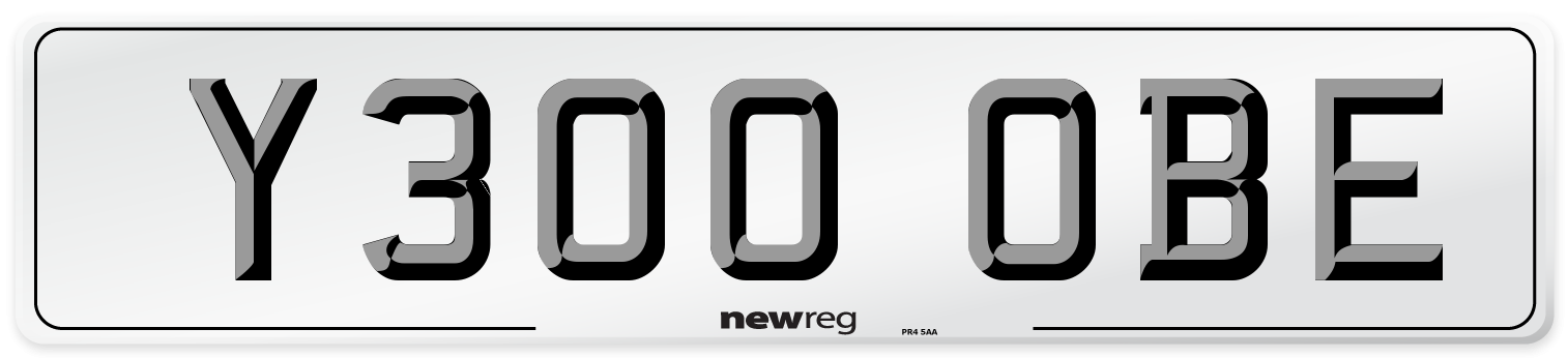 Y300 OBE Number Plate from New Reg